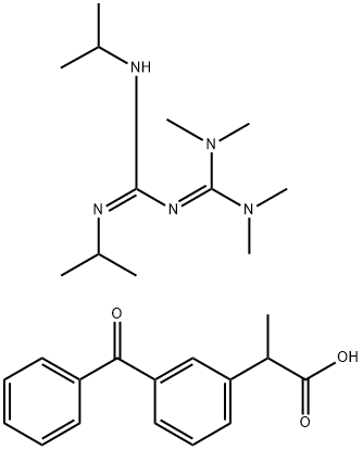 2-(3-苯甲酰基苯基)丙酸1,2-二异丙基-3[二(二甲氨基)亚甲基]胍 结构式