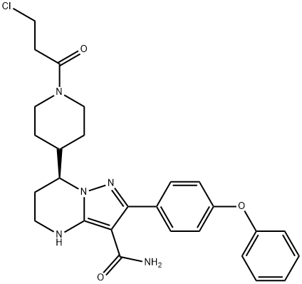 Pyrazolo[1,5-a]pyrimidine-3-carboxamide, 7-[1-(3-chloro-1-oxopropyl)-4-piperidinyl]-4,5,6,7-tetrahydro-2-(4-phenoxyphenyl)-, (7S)- 结构式