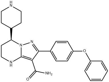 Pyrazolo[1,5-a]pyrimidine-3-carboxamide, 4,5,6,7-tetrahydro-2-(4-phenoxyphenyl)-7-(4-piperidinyl)-, (7S)- 结构式