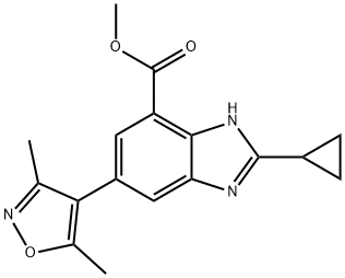 1H-Benzimidazole-7-carboxylic acid, 2-cyclopropyl-5-(3,5-dimethyl-4-isoxazolyl)-, methyl ester 结构式