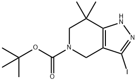 3-碘-7,7-二甲基-1H,4H,5H,6H,7H-吡唑并[4,3-C]吡啶-5-羧酸叔丁酯 结构式