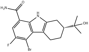 (2R)-5-bromo-6-fluoro-2-(2-hydroxypropan-2-yl)-2,3,4,9-tetrahydro-1H-carbazole-8-carboxamide 结构式