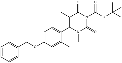 3,6-Dihydro-3,5-dimethyl-4-[2-methyl-4-(phenylmethoxy)phenyl]-2,6-dioxo-1(2H)-Pyrimidinecarboxylic acid 1,1-dimethylethyl ester 结构式