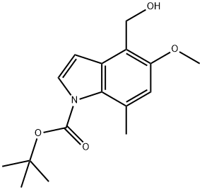 4-(羟甲基)-5-甲氧基-7-甲基-1H-吲哚-1-甲酸叔丁酯 结构式