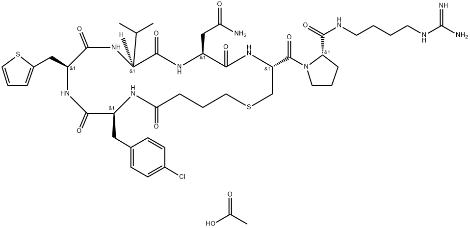 c(Bua-Cpa-Thi-Val-Asn-Cys)-Pro-d-Arg-NEt2 acetate 结构式