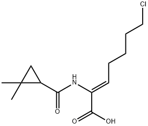 (Z)-(S)-7-氯-2-(2,2-二甲环丙甲酰胺基)-2-庚烯酸 结构式