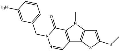 7-(3-aminobenzyl)-4-methyl-2-(methylthio)-4,7-dihydro-8H-thieno[2',3':4,5]pyrrolo[2,3-d]pyridazin-8-one 结构式
