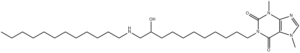 1H-Purine-2,6-dione, 1-[11-(dodecylamino)-10-hydroxyundecyl]-3,7-dihydro-3,7-dimethyl- 结构式