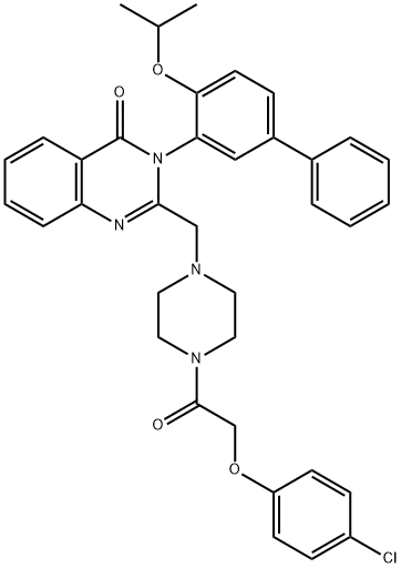 4(3H)-Quinazolinone, 2-[[4-[2-(4-chlorophenoxy)acetyl]-1-piperazinyl]methyl]-3-[4-(1-methylethoxy)[1,1'-biphenyl]-3-yl]- 结构式