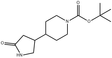 1-Piperidinecarboxylic acid, 4-(5-oxo-3-pyrrolidinyl)-, 1,1-dimethylethyl ester 结构式