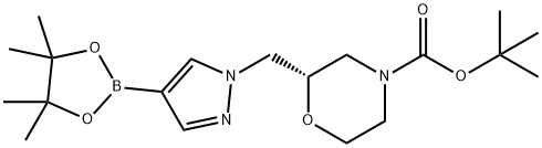 (S)-2-((4-(4,4,5,5-四甲基-1,3,2-二氧杂硼杂环戊烷-2-基)-1H-吡唑-1-基)甲基)吗啉-4-叔丁基-甲酸 结构式