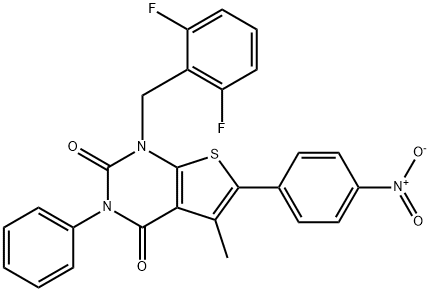 Thieno[2,3-d]pyrimidine-2,4(1H,3H)-dione, 1-[(2,6-difluorophenyl)methyl]-5-methyl-6-(4-nitrophenyl)-3-phenyl- 结构式