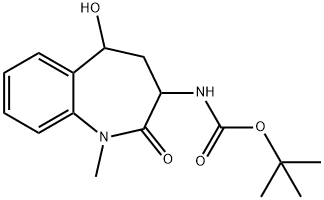 (5-羟基-1-甲基-2-氧代-2,3,4,5-四氢-1H-苯并[B]氮杂卓-3-基)氨基甲酸叔丁酯 结构式