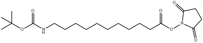 Undecanoic acid, 11-[[(1,1-dimethylethoxy)carbonyl]amino]-, 2,5-dioxo-1-pyrrolidinyl ester 结构式