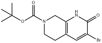 1,7-Naphthyridine-7(1H)-carboxylic acid, 3-bromo-2,5,6,8-tetrahydro-2-oxo-, 1,1-dimethylethyl ester 结构式