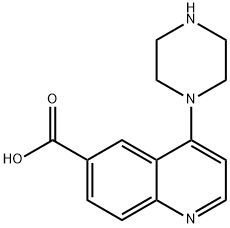 6-Quinolinecarboxylic acid, 4-(1-piperazinyl)- 结构式