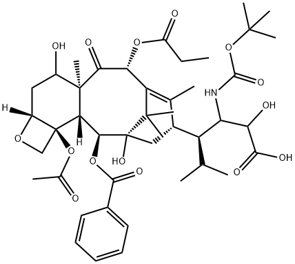 Hexanoic acid, 3-[[(1,1-dimethylethoxy)carbonyl]amino]-2-hydroxy-5-methyl-, (2aR,4S,4aS,6R,9S,11S,12S,12aR,12bS)-12b-(acetyloxy)-12-(benzoyloxy)-2a,3,4,4a,5,6,9,10,11,12,12a,12b-dodecahydro-4,11-dihydroxy-4a,8,13,13-tetramethyl-5-oxo-6-(1-oxopropoxy)-7,11-methano-1H-cyclodeca[3,4]benz[1,2-b]oxet-9-y... 结构式