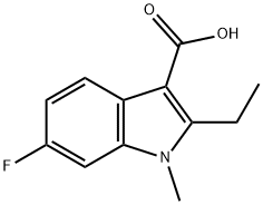 2-乙基-6-氟-1-甲基-1H-吲哚-3-羧酸 结构式