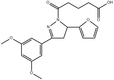 5-[3-(3,5-dimethoxyphenyl)-5-(furan-2-yl)-4,5-dihy dro-1H-pyrazol-1-yl]-5-oxopentanoic acid 结构式