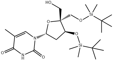 3’,5’-Bis(O-t-bulyldimethylsilyl)-4’-C-hydroxymethyl thymidine 结构式