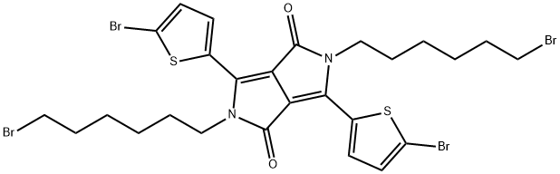 2,5‐bis(6‐
broMohexyl)‐3,6‐bis(5‐
broMothiophen‐2‐
yl)pyrrolo[3,4‐c]pyrrole‐
1,4(2H,5H)‐dione 结构式