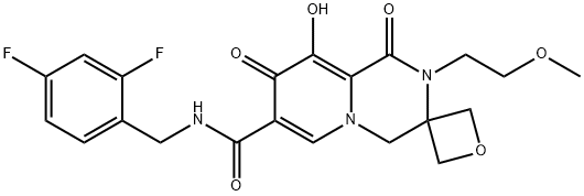 Spiro{oxetane-3,3(4'H)-{2H}pyrido{1,2-a}pyrazine}-7'-carboxamide,N-{(2,4-difluorophenyl)methyl}-1'8'-dihydro-9'-hydroxy-2'-(2-methoxyethyl)-1'8'-dioxo 结构式