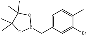 2-(3-溴-4-甲基苄基)-4,4,5,5-四甲基-1,3,2-二氧杂硼烷 结构式