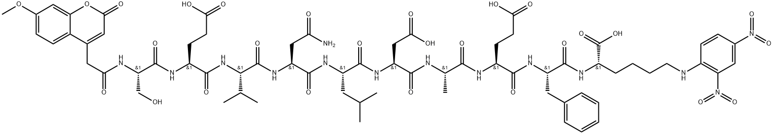 Mca-(Asn670,Leu671)-Amyloid β/A4 Protein Precursor770(667-675)-Lys(Dnp) ammonium acetate salt 结构式