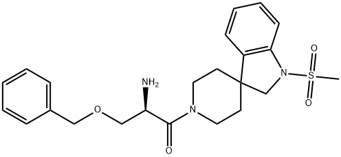Spiro[3H-indole-3,4'-piperidine], 1'-[(2R)-2-amino-1-oxo-3-(phenylmethoxy)propyl]-1,2-dihydro-1-(methylsulfonyl)- 结构式