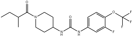 化合物 UREA, N-[3-FLUORO-4-(TRIFLUOROMETHOXY)PHENYL]-N'-[1-(2-METHYL-1-OXOBUTYL)-4-PIPERIDINYL]- 结构式