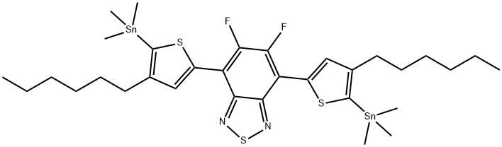 2,1,3-Benzothiadiazole, 5,6-difluoro-4,7-bis[4-hexyl-5-(trimethylstannyl)-2-thienyl]- 结构式