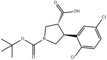 (3R,4S)-1-(叔丁氧基羰基)-4-(2,5-二氯苯基)吡咯烷-3-羧酸 结构式