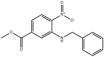 Benzoic acid, 4-nitro-3-[(phenylmethyl)amino]-, methyl ester 结构式