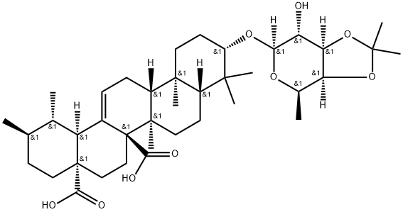 (3BETA)-3-[[6-去氧-3,4-O-(1-甲基亚乙基)-BETA-D-吡喃半乳糖基]氧基]乌苏-12-烯-27,28-二酸 结构式