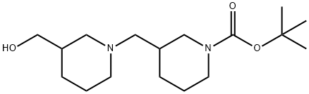 1-Piperidinecarboxylic acid, 3-[[3-(hydroxymethyl)-1-piperidinyl]methyl]-, 1,1-dimethylethyl ester 结构式