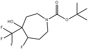 叔-丁基 5-氟-4-羟基-4-(三氟甲基)吖庚环-1-甲酸基酯 结构式
