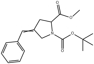 (Z)-1-叔-丁基 2-甲基 4-苯亚甲基吡咯烷-1,2-二甲酸基酯 结构式