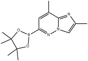 2,8-二甲基-6-(4,4,5,5-四甲基-1,3,2-二氧杂硼杂环戊烷-2-基)咪唑并[1,2-B]哒嗪 结构式