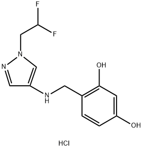 4-({[1-(2,2-difluoroethyl)-1H-pyrazol-4-yl]amino}methyl)benzene-1,3-diol 结构式