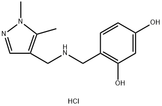 4-({[(1,5-dimethyl-1H-pyrazol-4-yl)methyl]amino}methyl)benzene-1,3-diol 结构式