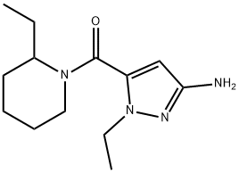1-ethyl-5-[(2-ethylpiperidin-1-yl)carbonyl]-1H-pyrazol-3-amine 结构式