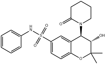 2H-1-Benzopyran-6-sulfonamide, 3,4-dihydro-3-hydroxy-2,2-dimethyl-4-(2-oxo-1-piperidinyl)-N-phenyl-, (3S,4R)- 结构式