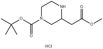 4-BOC-哌嗪-2-乙酸甲酯盐酸盐 结构式