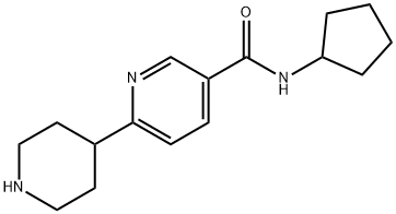 3-Pyridinecarboxamide, N-cyclopentyl-6-(4-piperidinyl)- 结构式