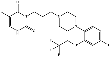 2,4(1H,3H)-Pyrimidinedione, 3-[3-[4-[4-fluoro-2-(2,2,2-trifluoroethoxy)phenyl]-1-piperazinyl]propyl]-5-methyl- 结构式