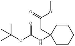 2-(1-((叔丁氧基羰基)氨基)环己基)乙酸甲酯 结构式