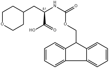 2H-Pyran-4-propanoic acid, α-[[(9H-fluoren-9-ylmethoxy)carbonyl]amino]tetrahydro-, (αR)- 结构式