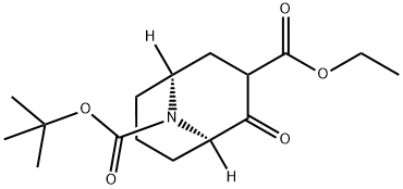 9-(叔丁基)3-乙基(1R,5S)-2-氧代-9-氮杂双环[3.3.1]壬烷-3,9-二羧酸酯 结构式