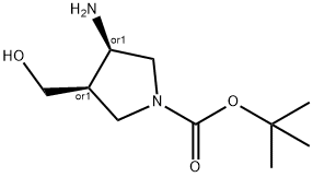 REL-(3R,4R)-3-氨基-4-(羟甲基)吡咯烷-1-羧酸叔丁基酯 结构式