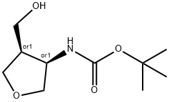 REL-(3R,4R)-4-(羟甲基)四氢呋喃-3-基)氨基甲酸叔丁酯 结构式